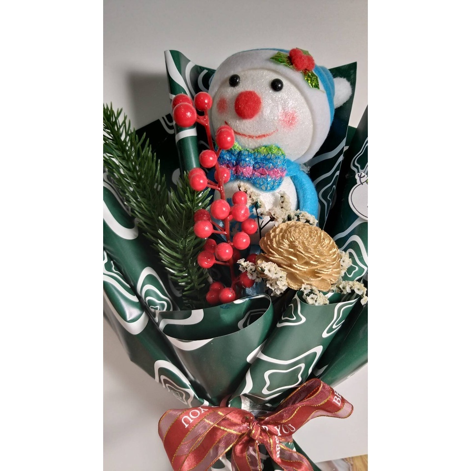 【台灣現貨速發】聖誕節---DIY材料包--雪人花束