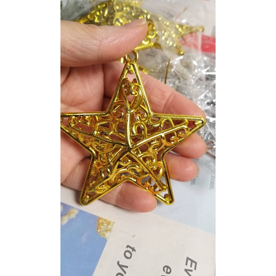 【台灣現貨速發】鏤空五角星吊飾｜8cm｜金色銀色 聖誕節