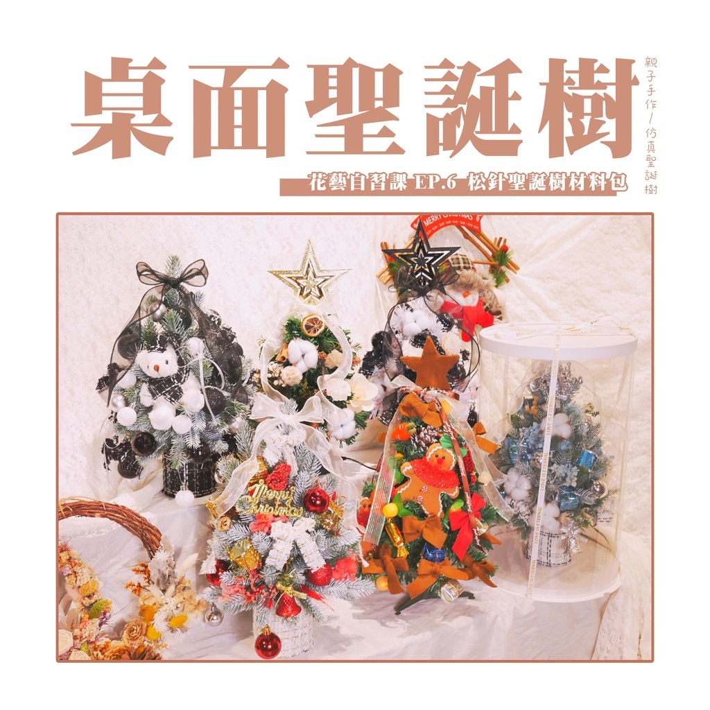 【台灣現貨速發】ＤＩＹ 材料包【桌面聖誕樹】聖誕節 聖誕樹 親子手作 小香風｜多種款式｜永生花 乾燥花 聖誕禮物
