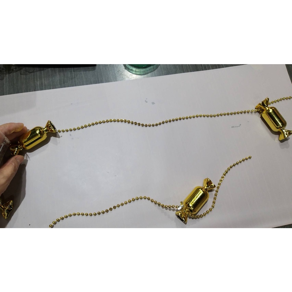 【台灣現貨速發】聖誕節裝飾 糖果 串鍊 金色｜聖誕 佈置 糖果串 聖誕節