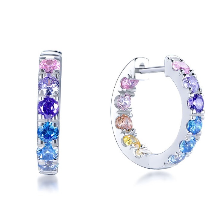 (4332) ANY JEWERLRY - E3997 In and Out Rainbow Earrings (彩色)