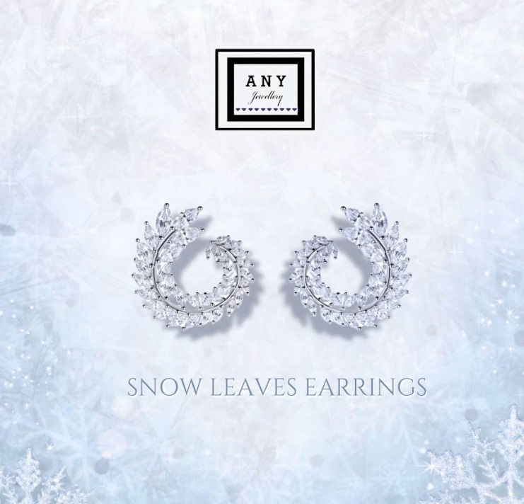 (4333)ANY JEWERLRY - E3986  Snow Leaves Earrings