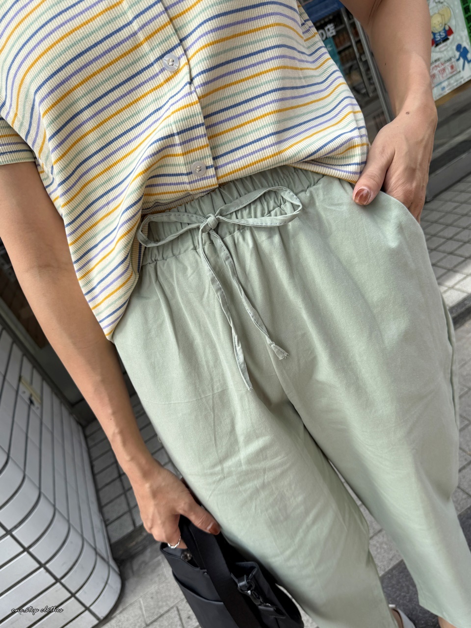 正韓DINO綁帶舒適休閒褲 (綠)