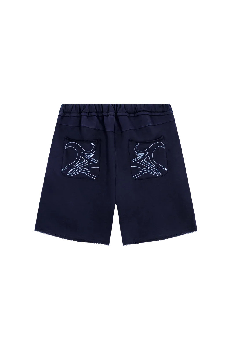 LUSIVE｜純棉毛圈寬鬆拼接短褲 Loose Fit Cotton Terry Patch Shorts (Navy)