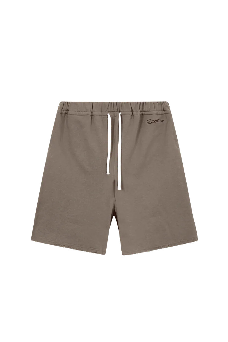 LUSIVE｜純棉毛圈寬鬆拼接短褲 Loose Fit Cotton Terry Patch Shorts (Brown)