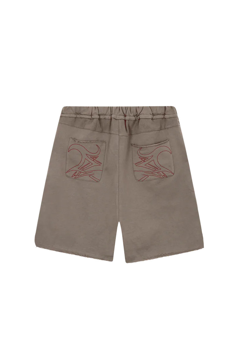 LUSIVE｜純棉毛圈寬鬆拼接短褲 Loose Fit Cotton Terry Patch Shorts (Brown)