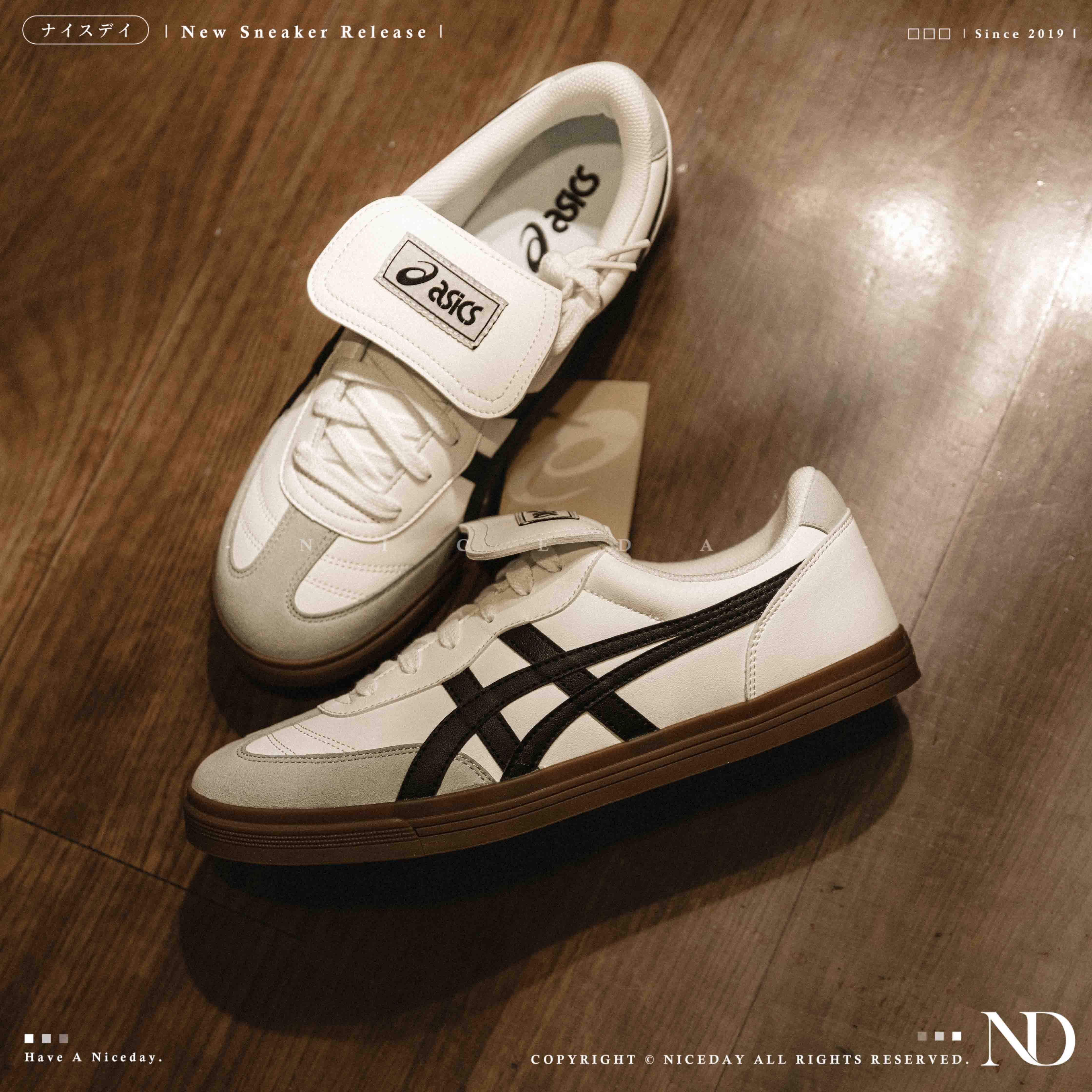 NICEDAY 代購 Asics Aaron 2.0 白 白黑 焦糖底 復古 翻蓋 薄底 德訓 麂皮 米白 1203A720-100