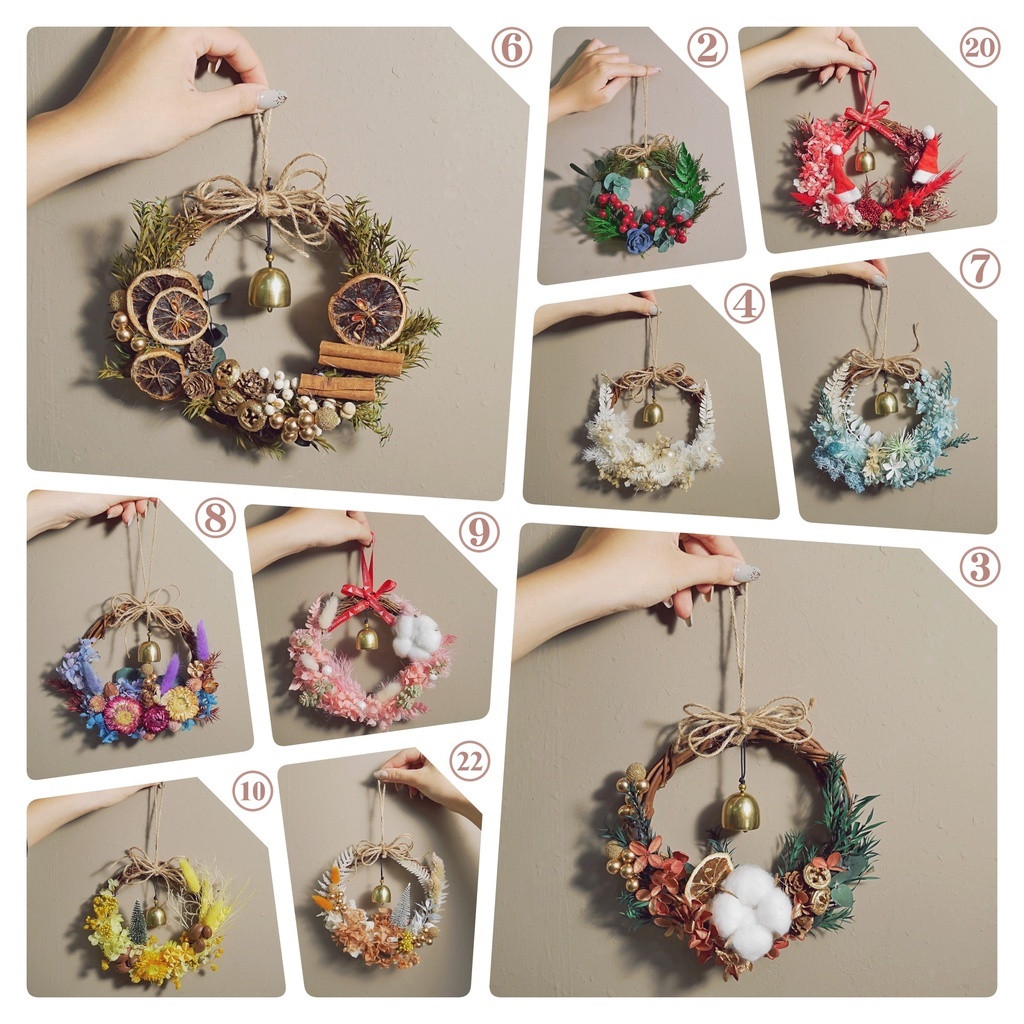 【台灣現貨速發】ＤＩＹ 材料包［永生花圈］聖誕花圈 花圈 門掛 ｜⚠️包含教學超多款式｜乾燥花 聖誕禮物 花圈 居家掛飾