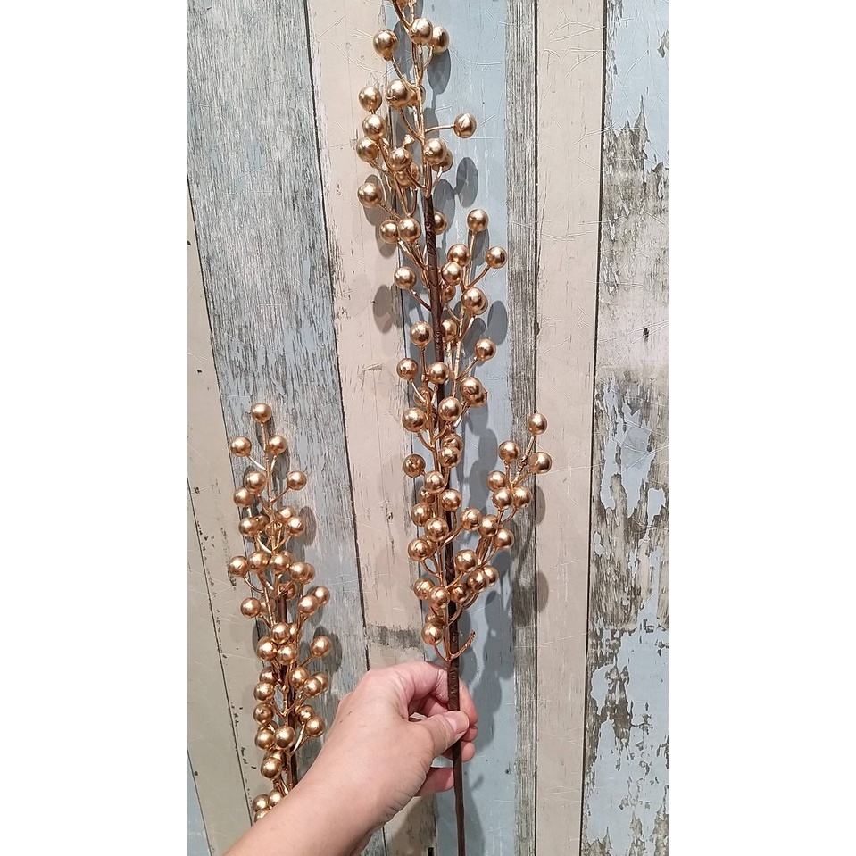 【台灣現貨速發】金色仿真 金果子枝｜整枝6岔 人造花 仿真花 新年 春節