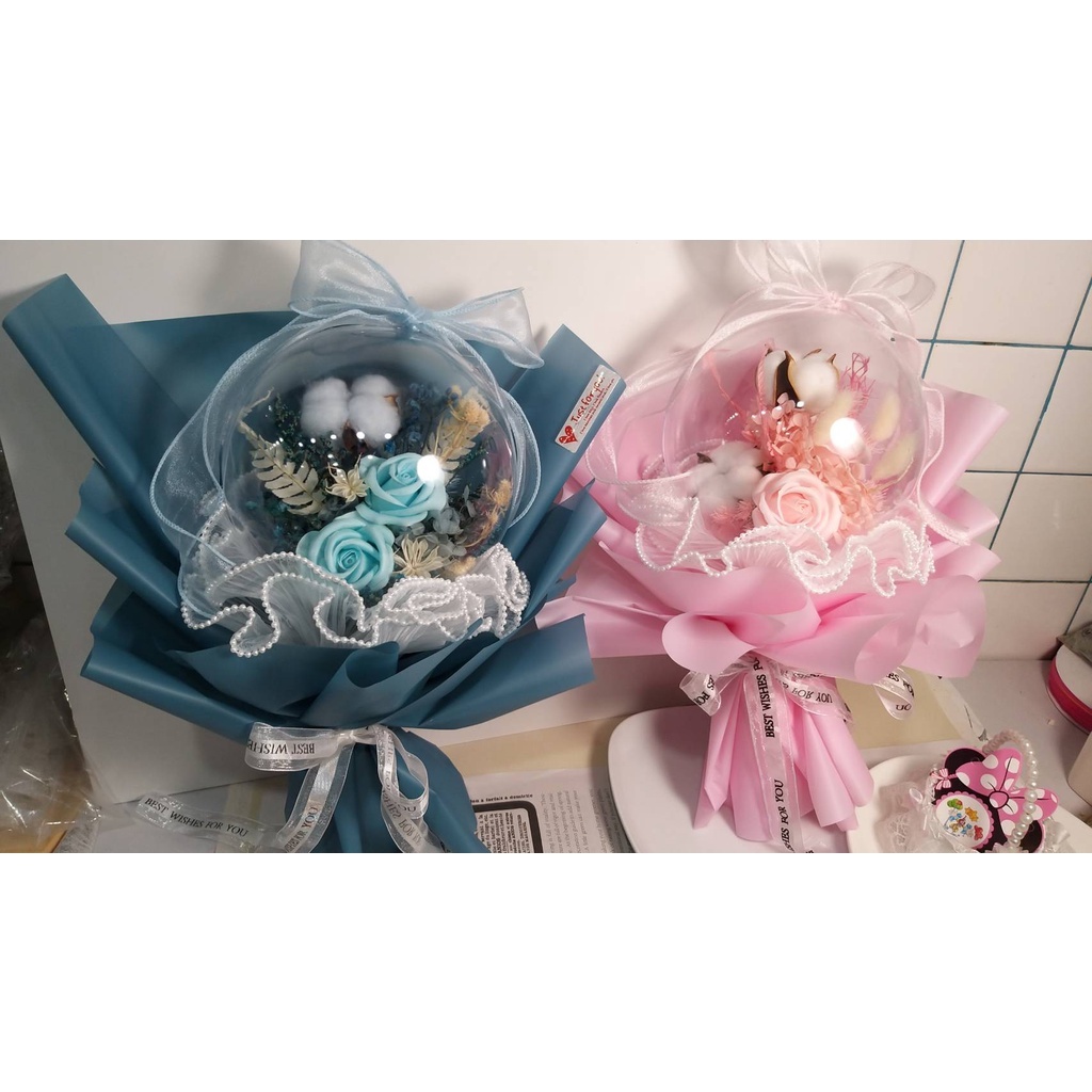 【台灣現貨速發】材料包【水晶球花束】🌟免費教學影片｜DIY 花束 永生花 乾燥花