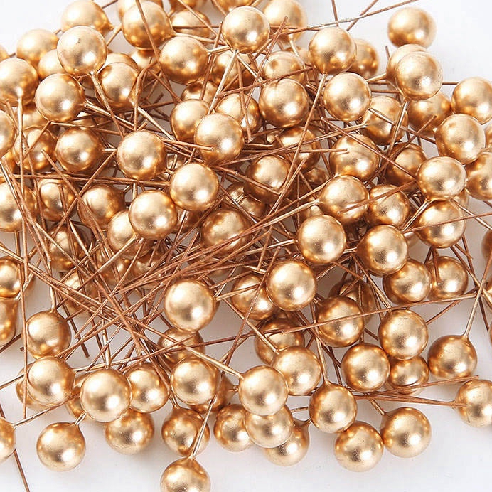 【台灣現貨速發】小花插 果子 單顆 果子枝 亮粉蔥粉花插｜乾燥花裝飾 不凋花束裝飾 聖誕樹裝飾 蛋糕裝飾 花插