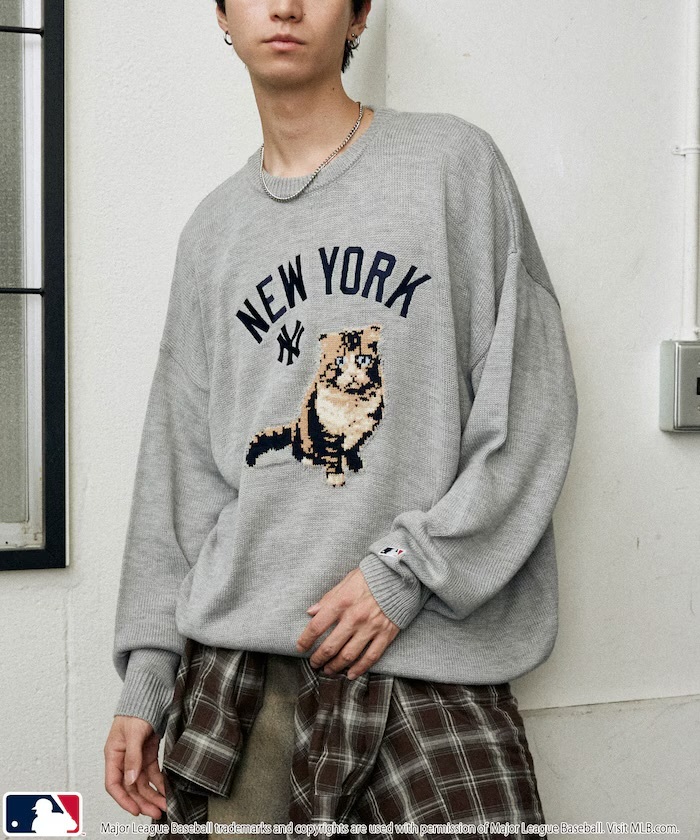 【日本限定】 MLB 別注限定款 喵咪針織上衣