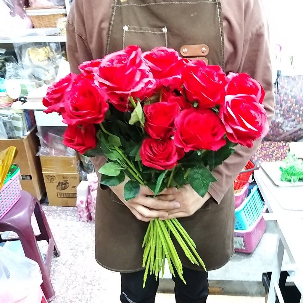 【台灣現貨速發】單朵盛開絨面玫瑰 仿真玫瑰 玫瑰 仿真花 INS網紅花束