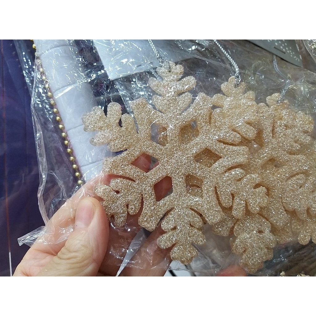 【台灣現貨速發】**聖誕/一片15元**10公分亮粉雪花片*