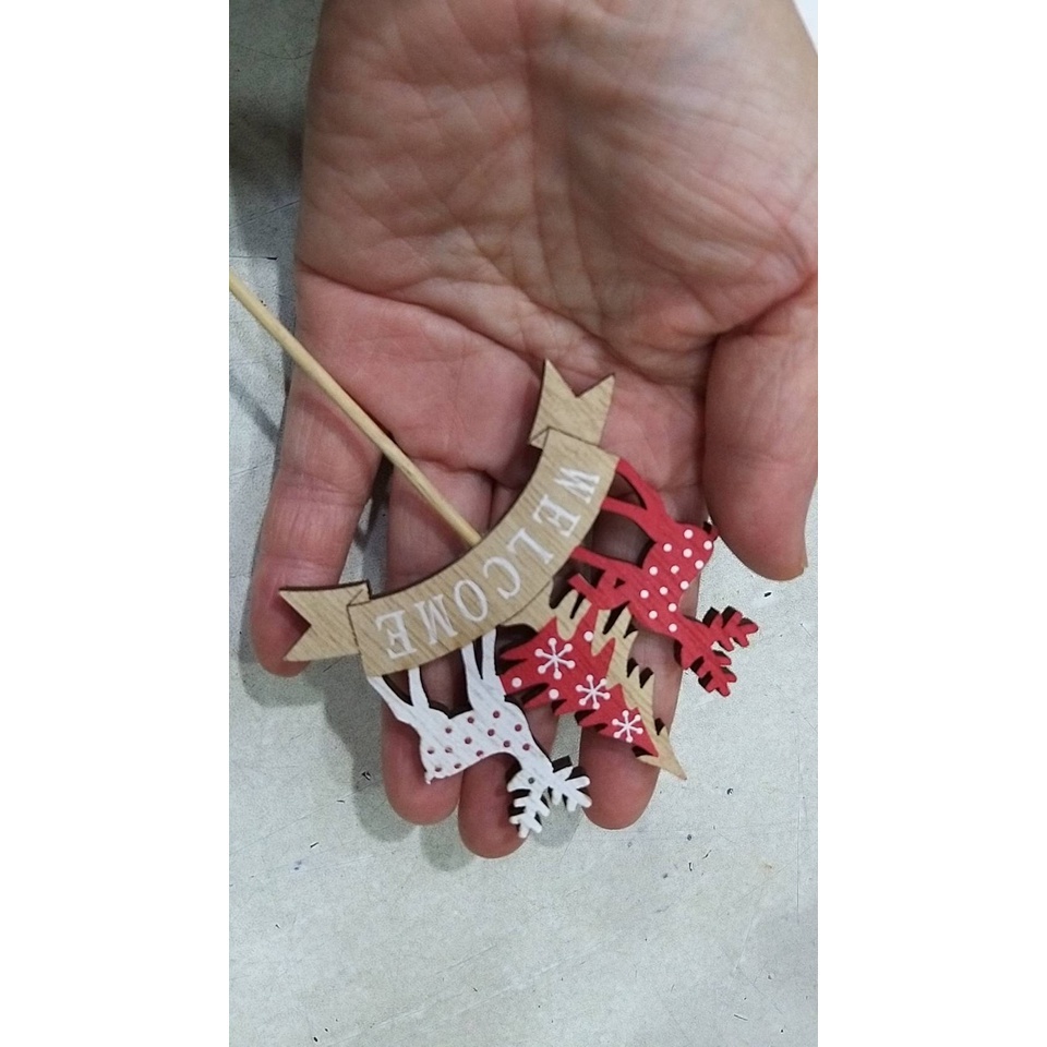 【台灣現貨速發】一支20元**聖誕麋鹿木質插牌**多肉植物插牌**花藝插牌