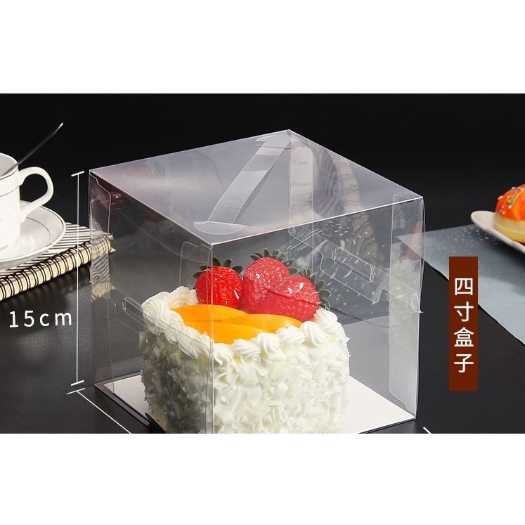 15*15*15公分｜PVC透明盒｜有提把聖誕薑餅屋｜送白底托盤 聖誕節 薑餅屋 小蛋糕盒