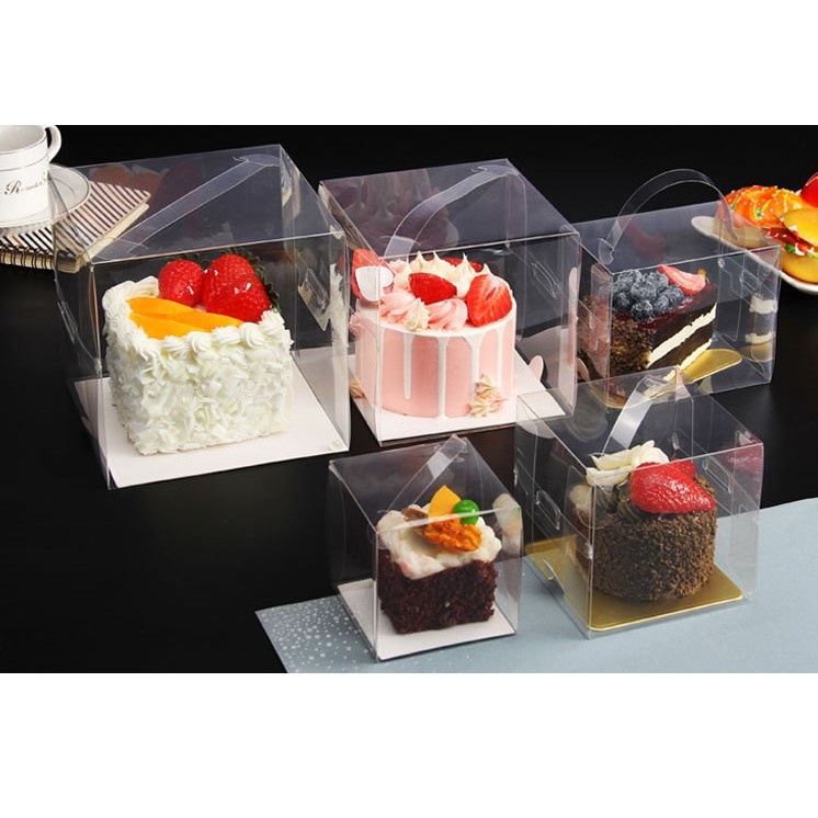 15*15*15公分｜PVC透明盒｜有提把聖誕薑餅屋｜送白底托盤 聖誕節 薑餅屋 小蛋糕盒