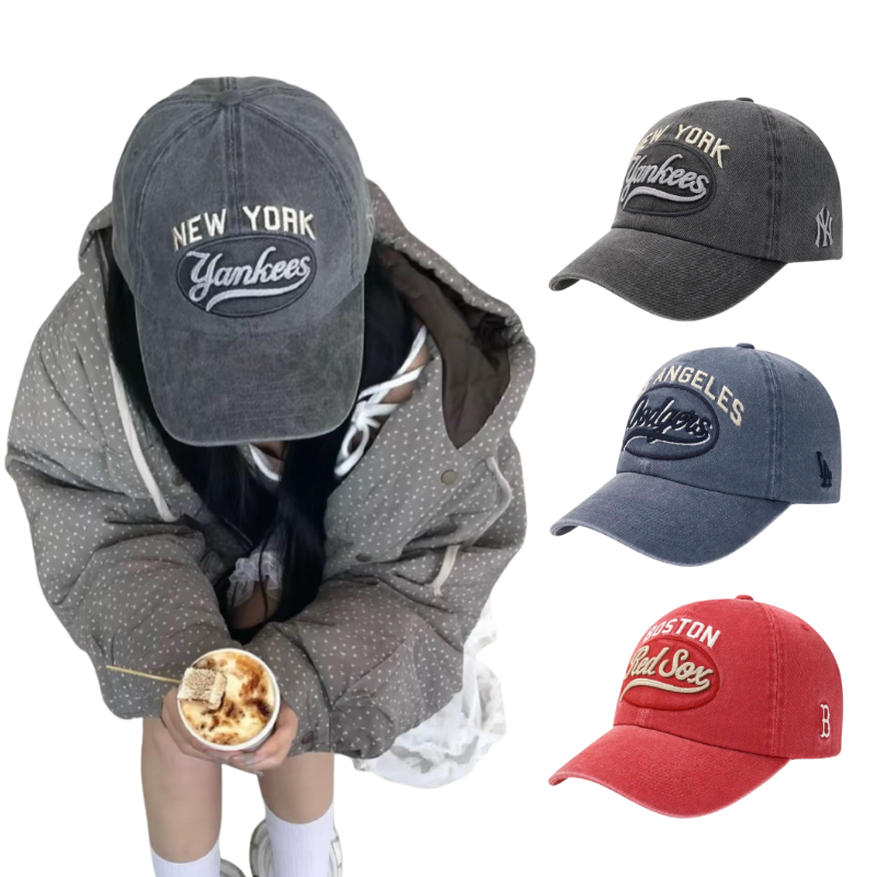 MLB現貨 Karina同款 復古水洗刺繡可調式棒球帽老帽