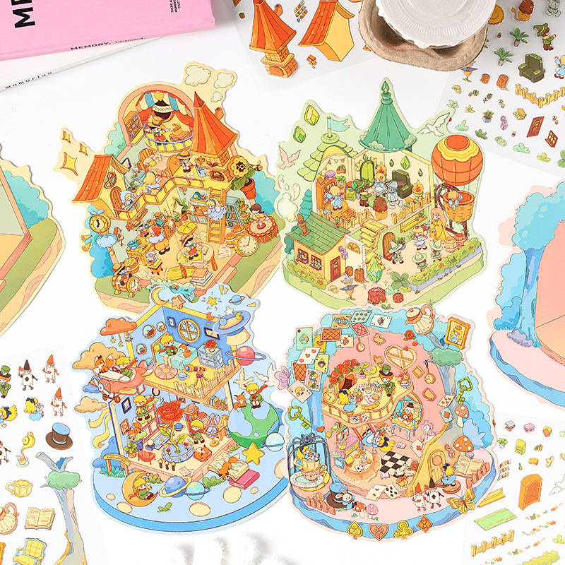 Fairy Tale Kingdom Cartoon Miniature Scene Stickers