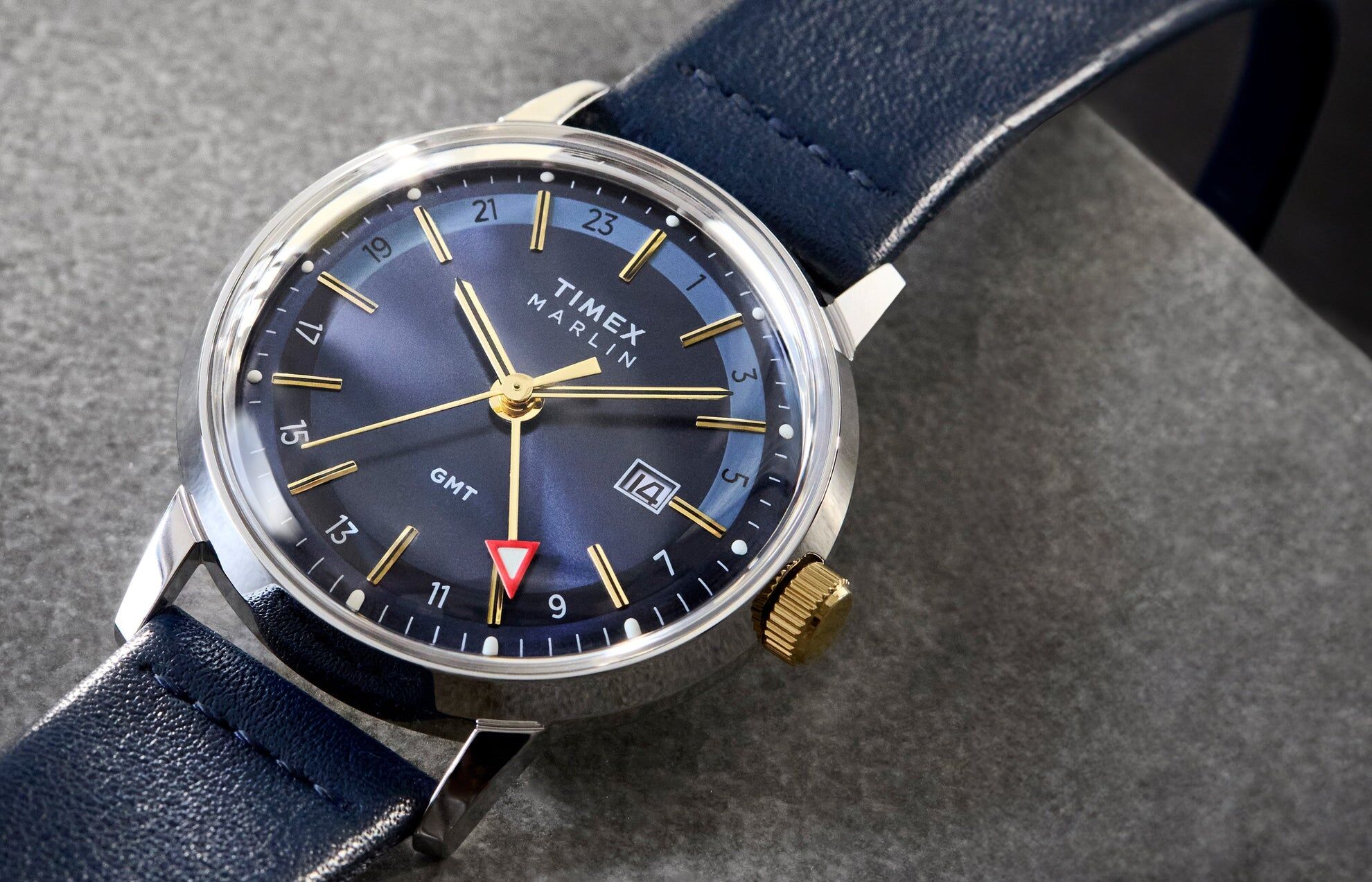 Timex Marlin® Quartz GMT 40mm Leather Strap Watch TW2Y47900