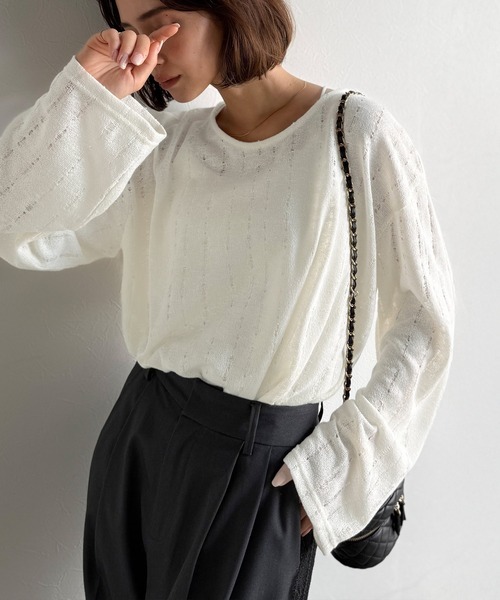 日本🇯🇵連線 Classical Elf 透膚鏤空針織上衣 透膚 鏤空 針織 長袖 3色(任買兩件711免運)/預購