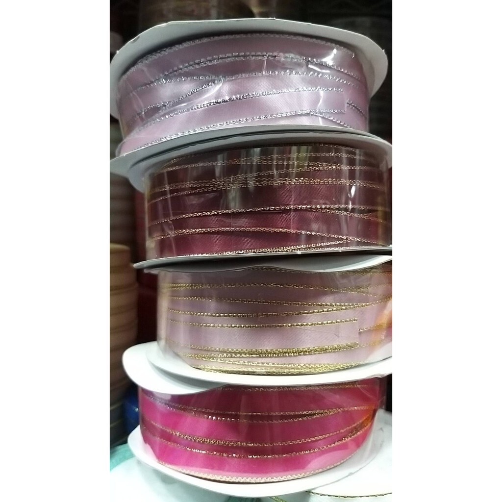 【台灣現貨速發】1捲50碼 120元1公分 雙面秀士布金線邊緞帶 台製精緻緞帶｜緞帶 秀士緞帶 包