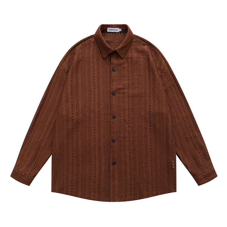 長袖襯衫 鏤空襯衫 簍空花紋 復古