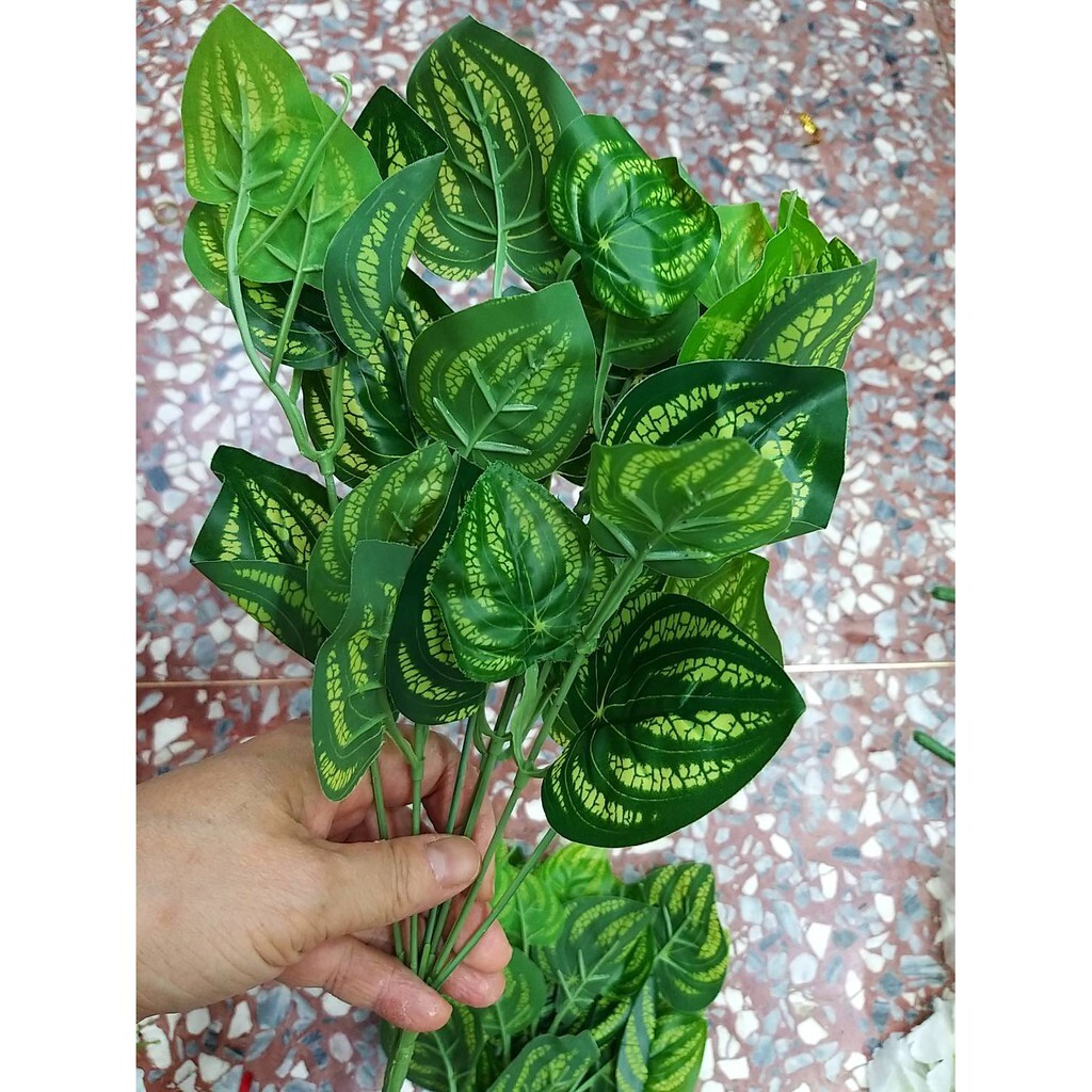 【台灣現貨速發】綠色條紋西瓜葉｜仿真 人造花 人造仿真植物 創意仿真植物 裝飾