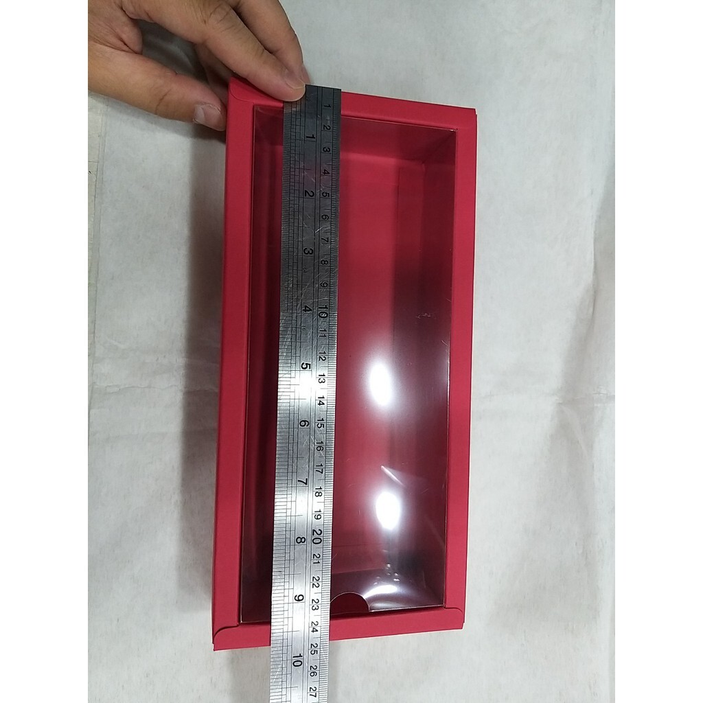 【台灣現貨速發】透明視窗盒 扁長方｜24.5*11.5*4.5公分｜上透明視窗牛皮紙盒 乾花盒 西點盒