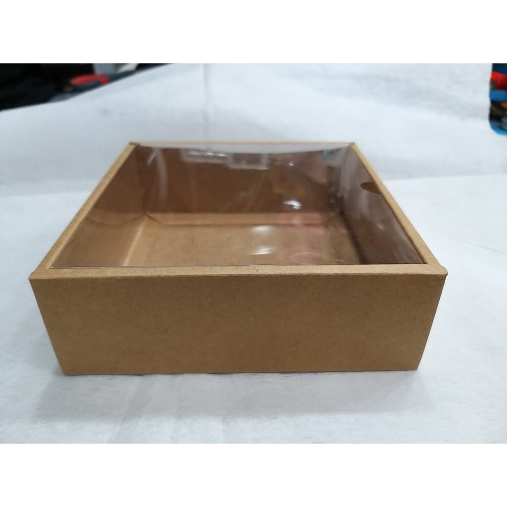 【台灣現貨速發】透明視窗盒 大四方｜17*17*5.5公分｜上透明視窗牛皮紙盒 乾花盒 西點盒