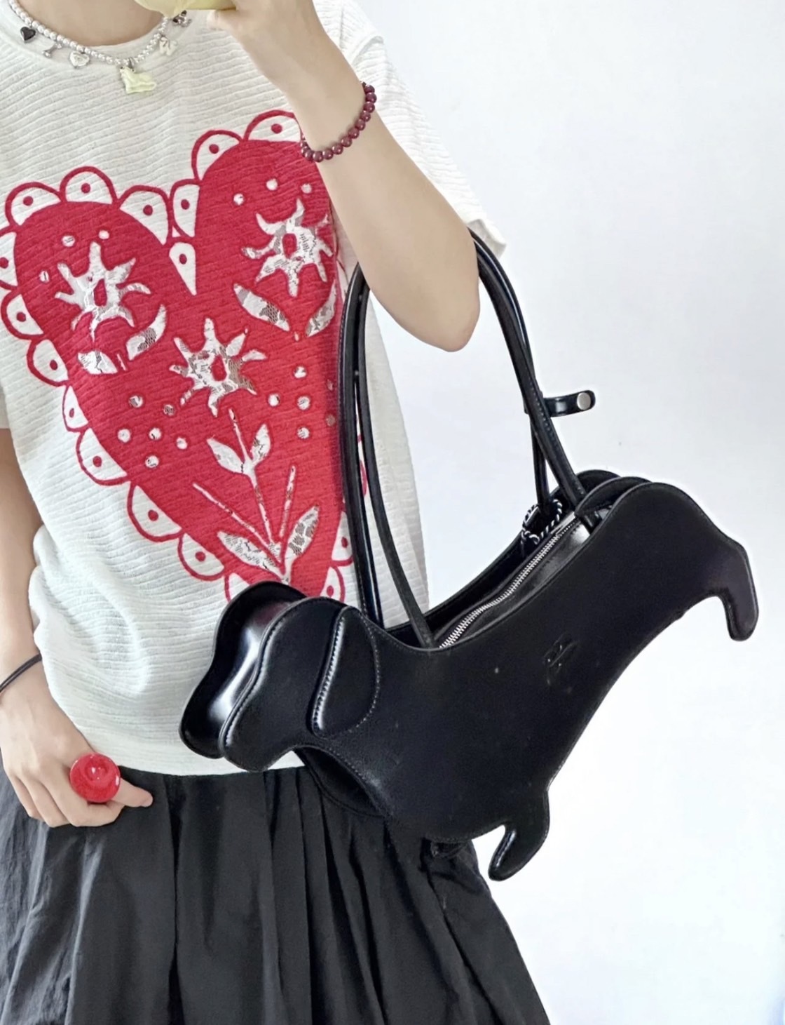 CryingCenter 臘腸狗包包 兩色 黑色 藍格紋