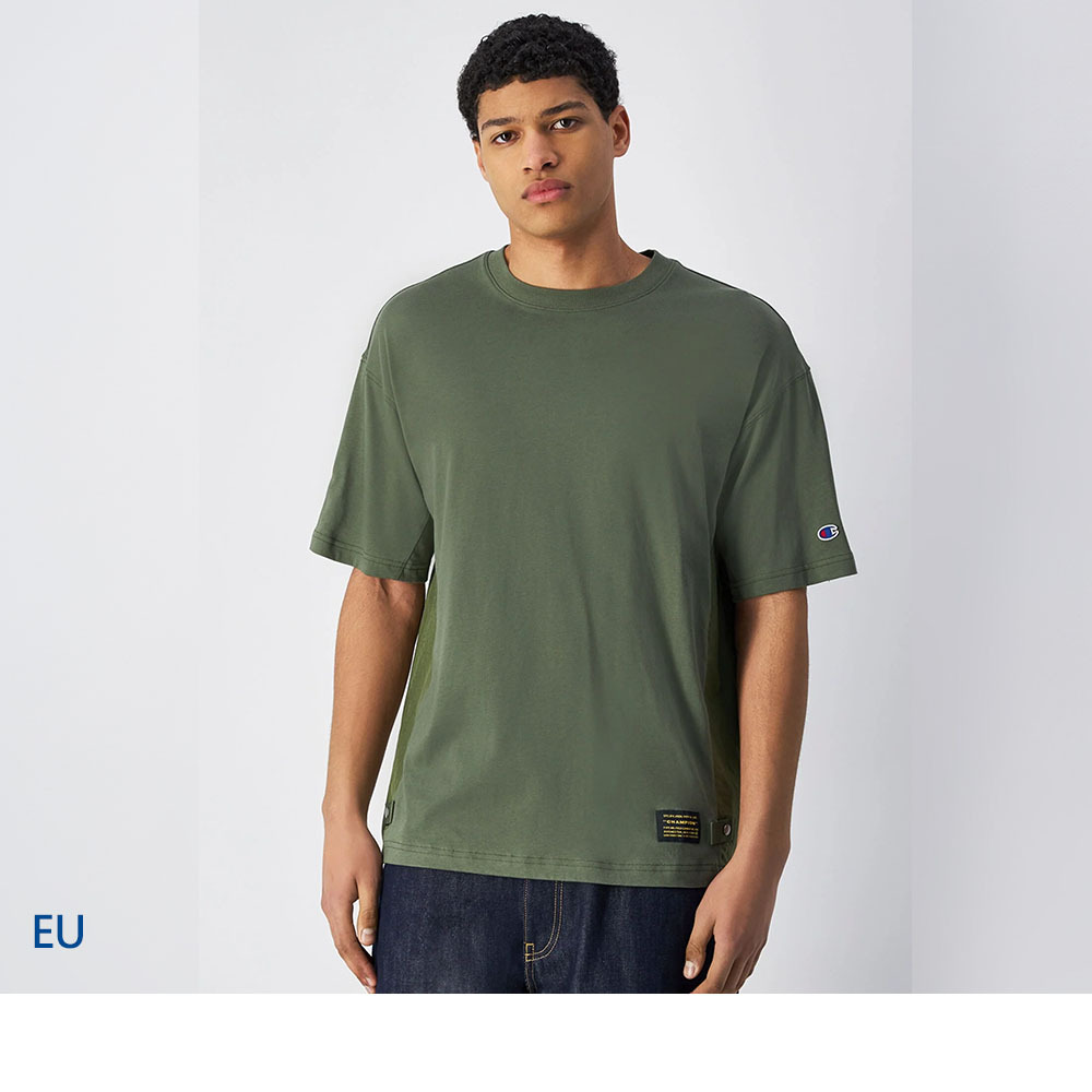 男款-ROCHESTER寬版 拼接 短袖 T恤-深綠色（220921-GS128）