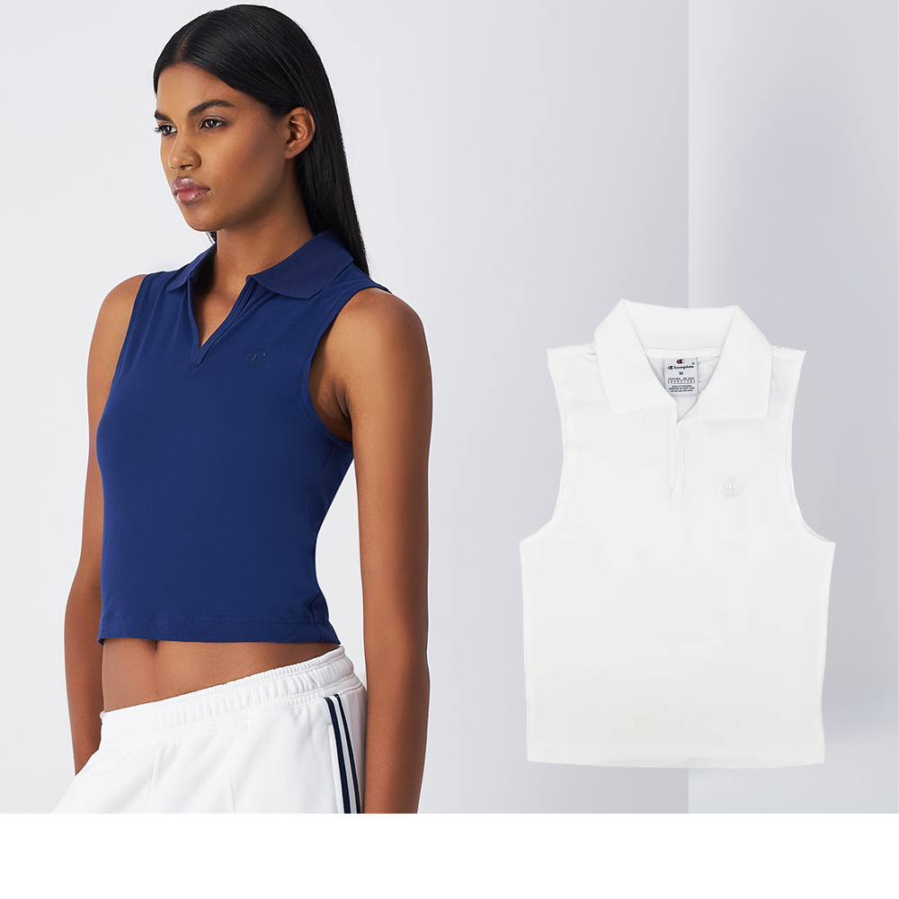 女款 -ROCHESTER 素面 刺繡 短版 無袖 針織上衣-白色（117722-WW001）