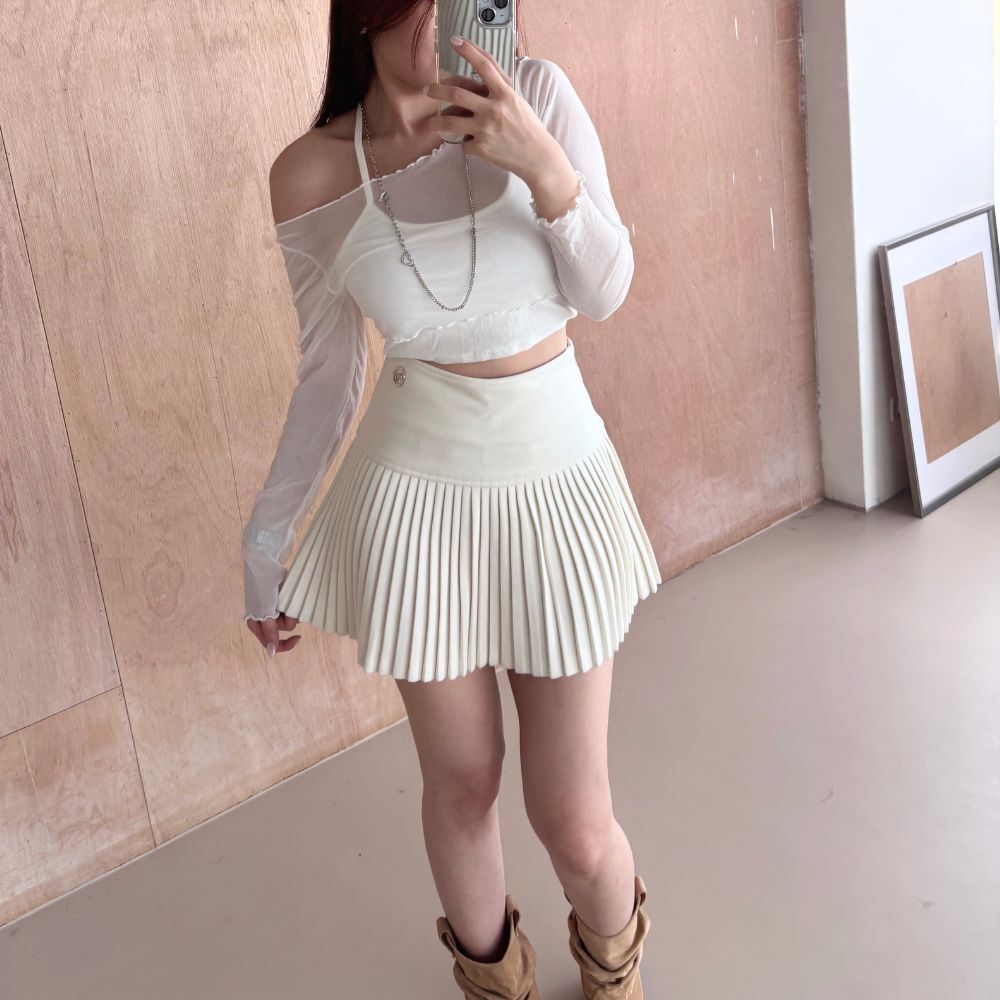 【顯瘦百褶裙】DOMISS高級感呢料-百摺短裙-2色 (現貨)