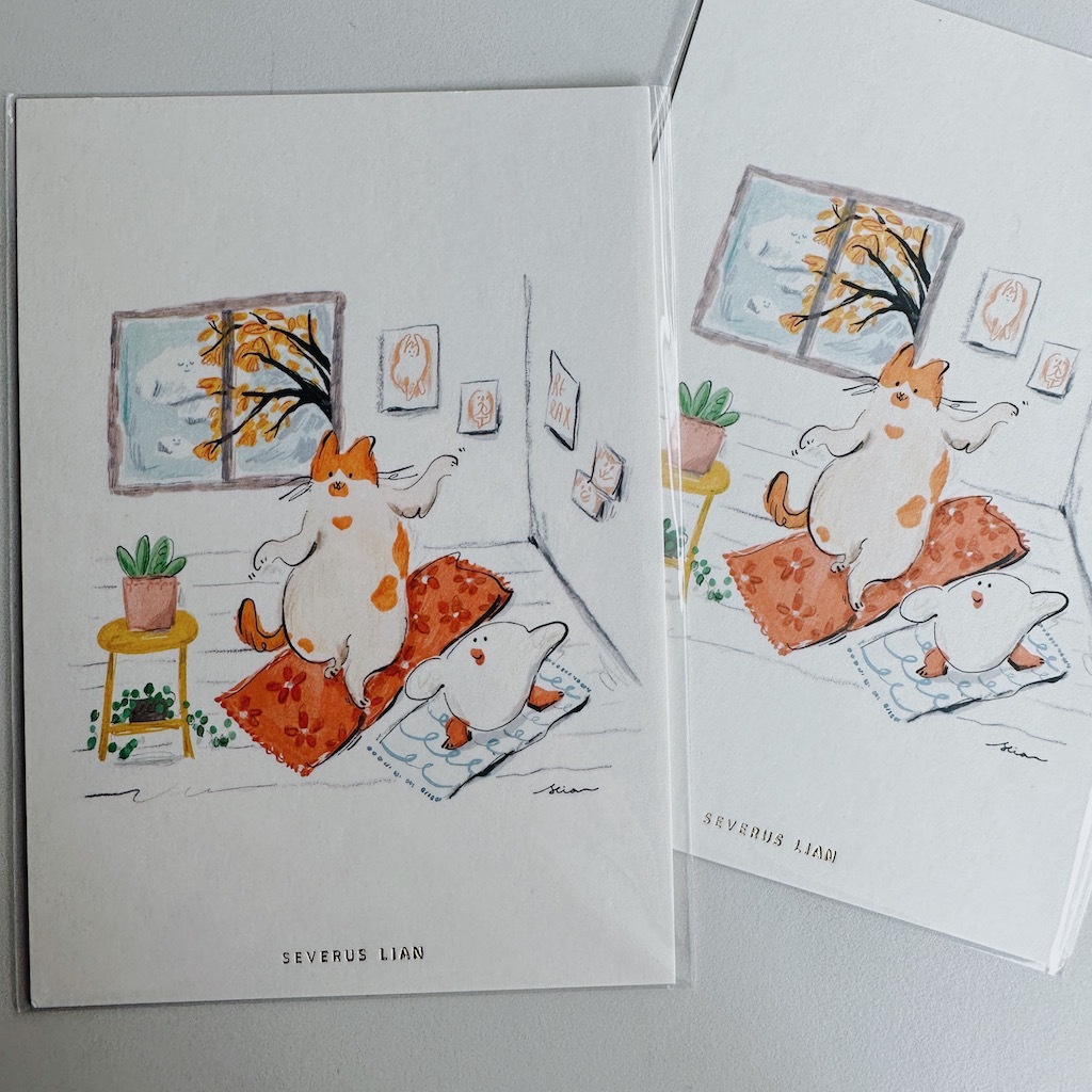 花花市長 做瑜珈 明信片｜SEVERUS LIAN 里恩太太