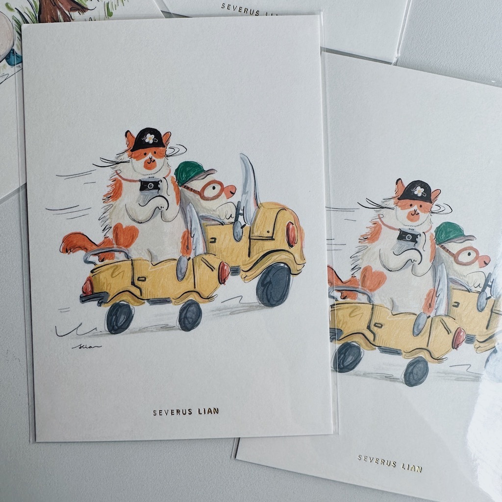 花花市長 去兜風 明信片｜SEVERUS LIAN 里恩太太