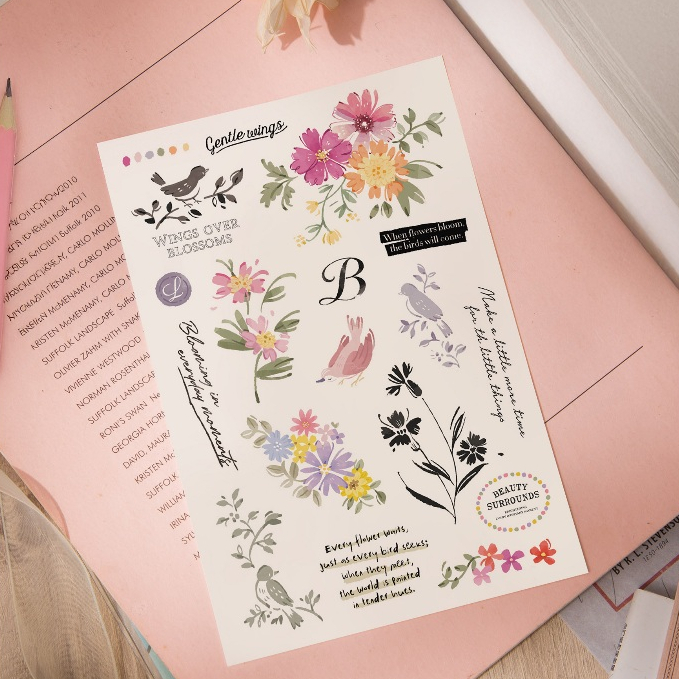 花間呢喃 2入轉印貼紙｜wwiinngg