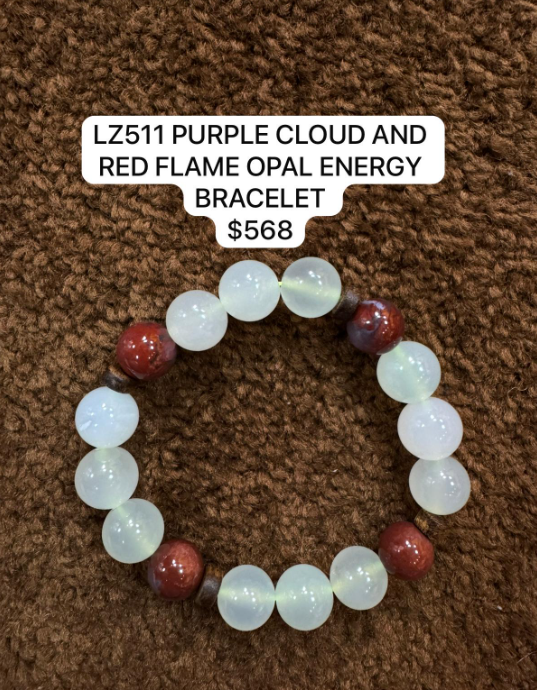 1 LZ511 PURPLE CLOUD AND RED FLAME OPAL ENERGY BRACELET