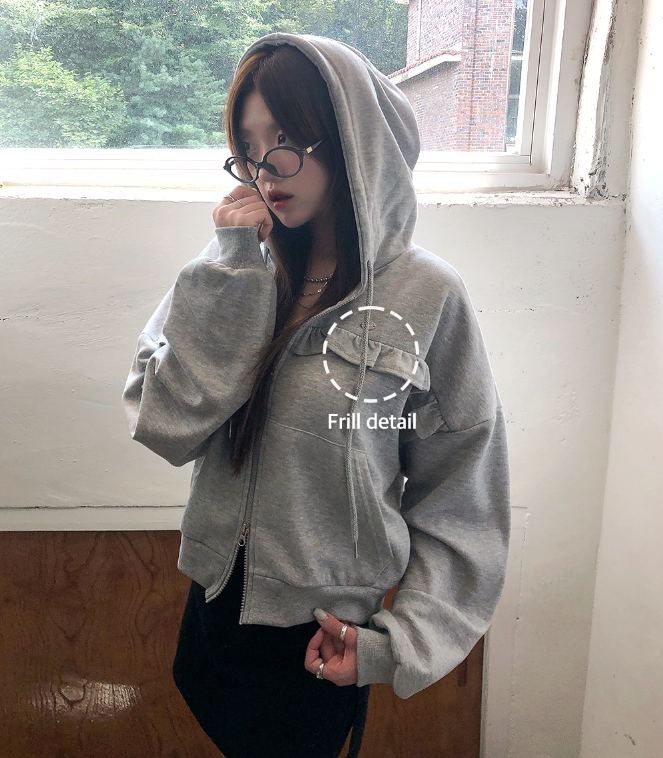 早秋預訂｜寬鬆荷葉邊TWOWAY ZIPUP HOODIE