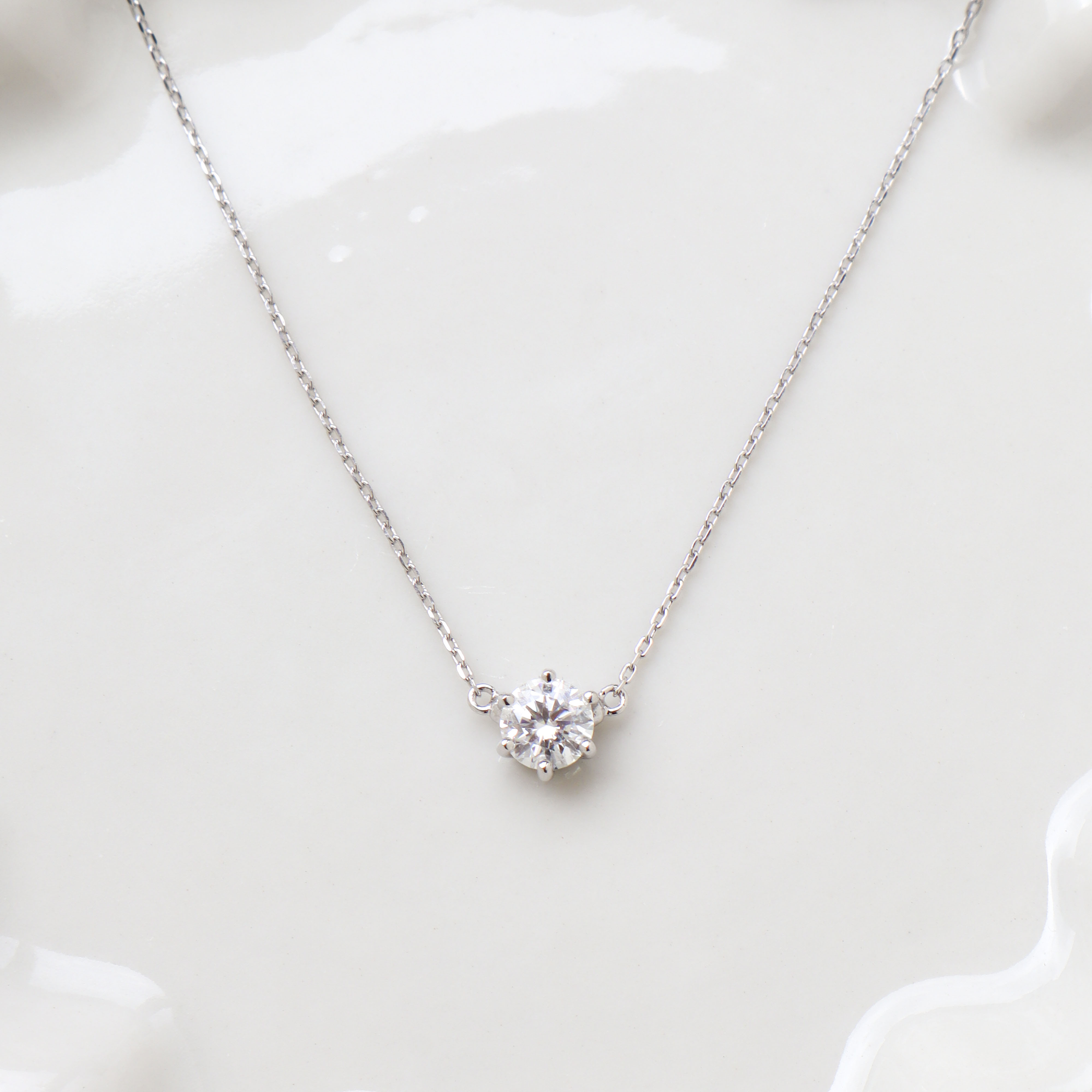 Silver/簡約單莫桑鑽項鍊