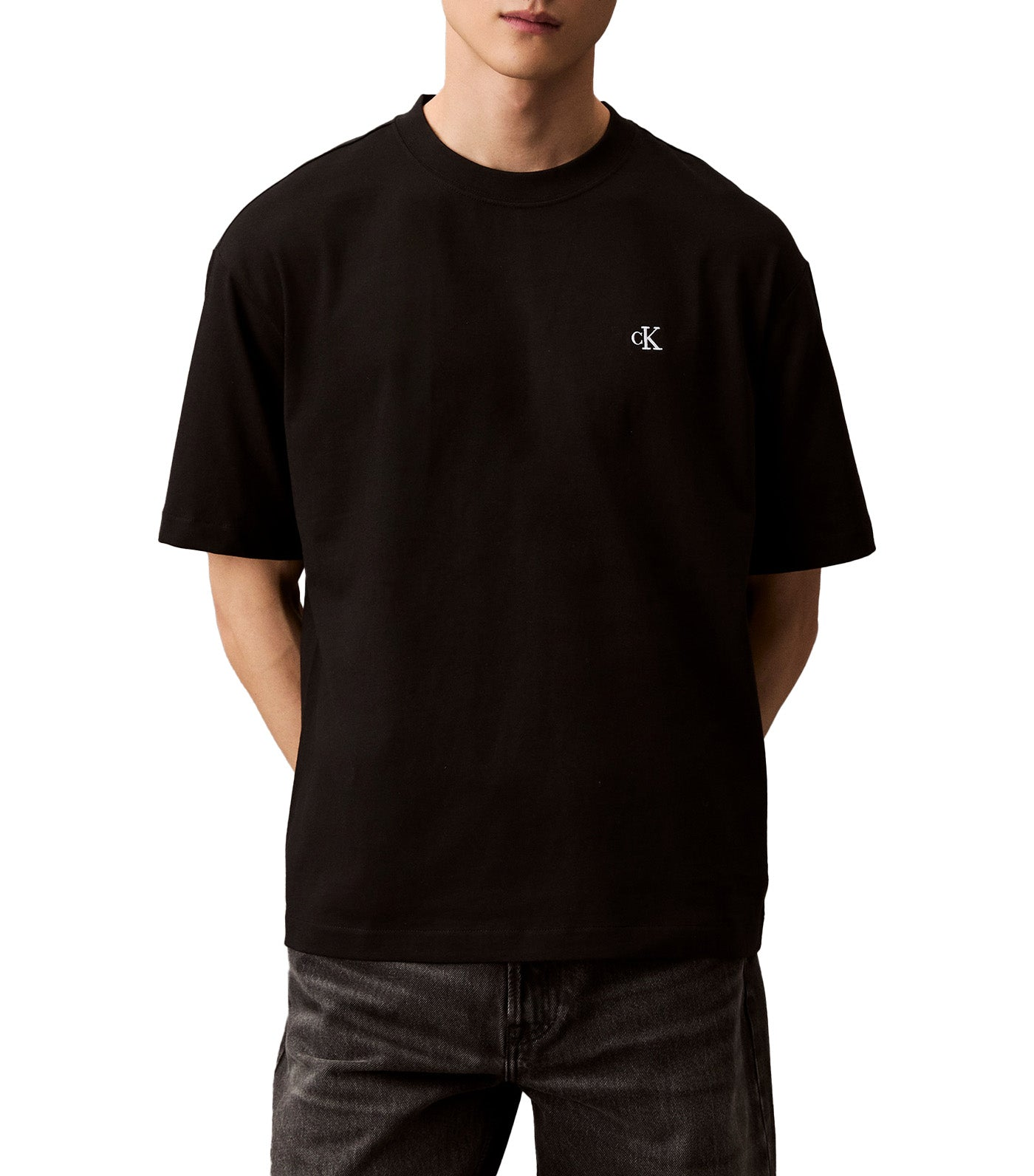 [S] CALVIN KLEIN ARCHIEVE LOGO T-SHIRT,BLACK, SP40602157-40WH105002 (SCK667)