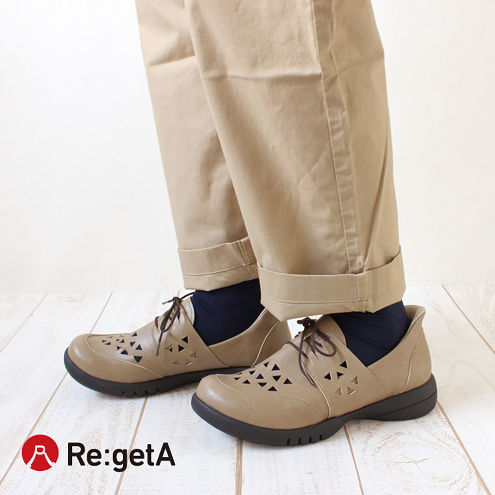 大阪樂步健康鞋 Re:getA 套入式輕量繫帶休閒鞋R334(OAK-橡樹色)