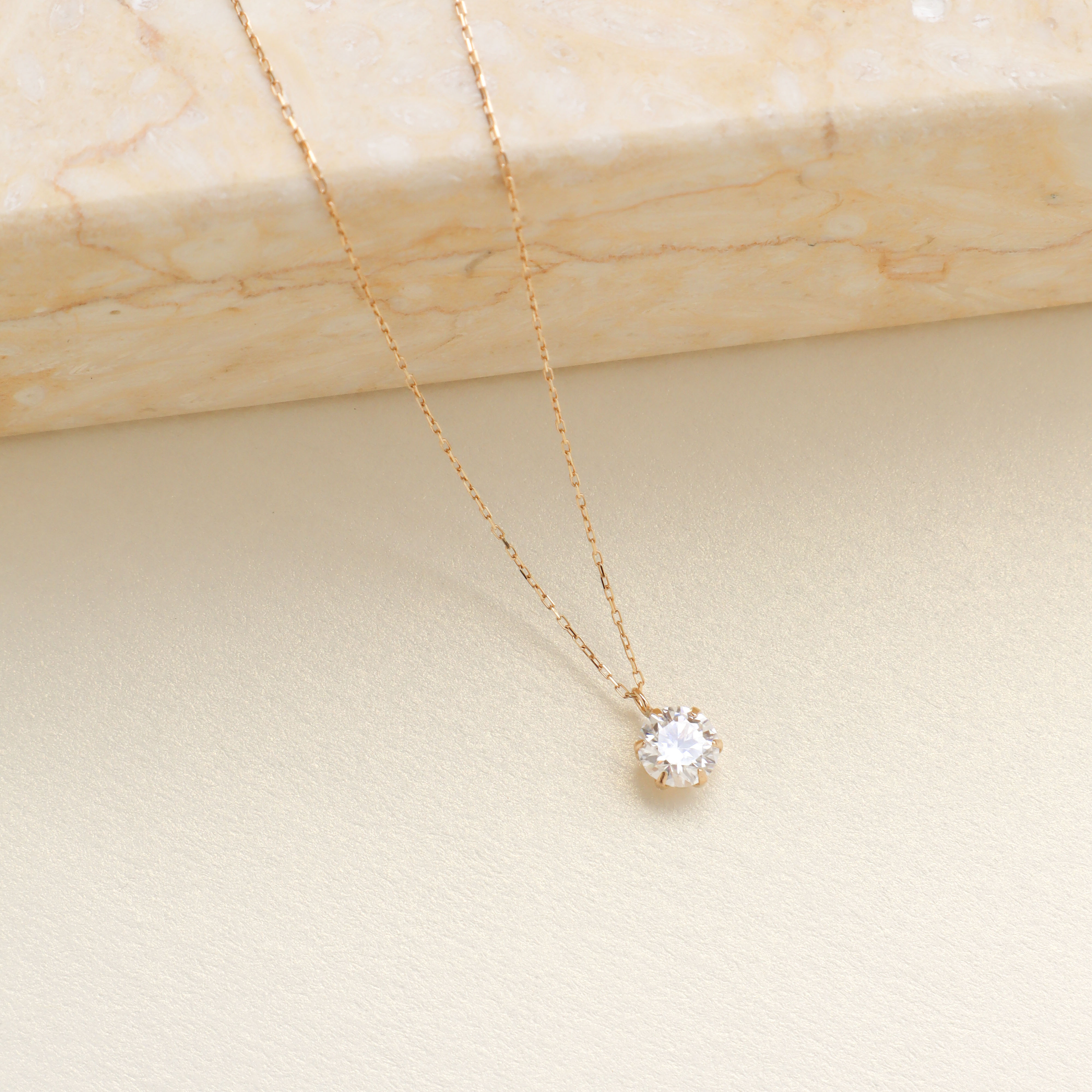 10K/經典單顆莫桑鑽項鍊