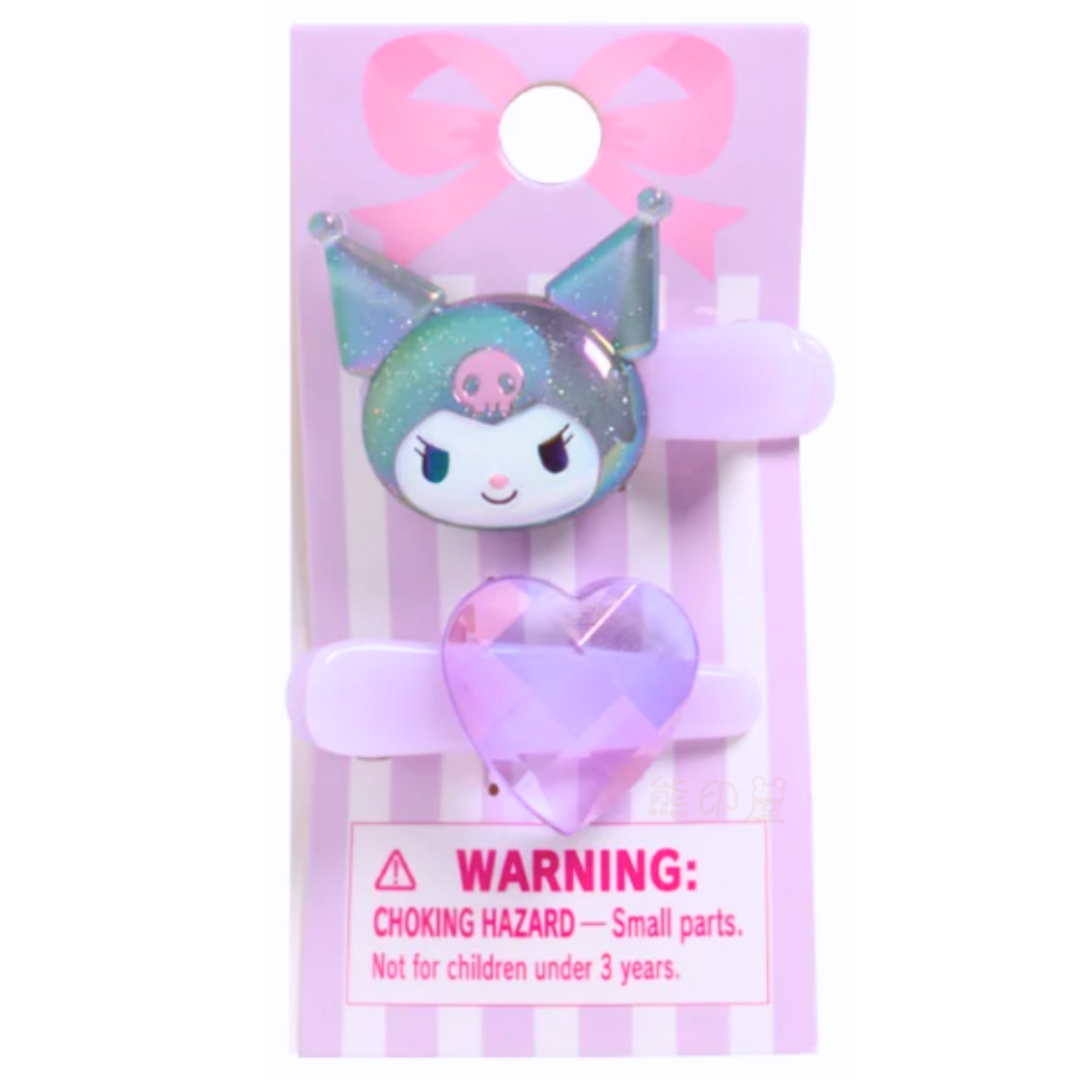 Kuromi 心形迷你兒童髮夾一對[平行進口]