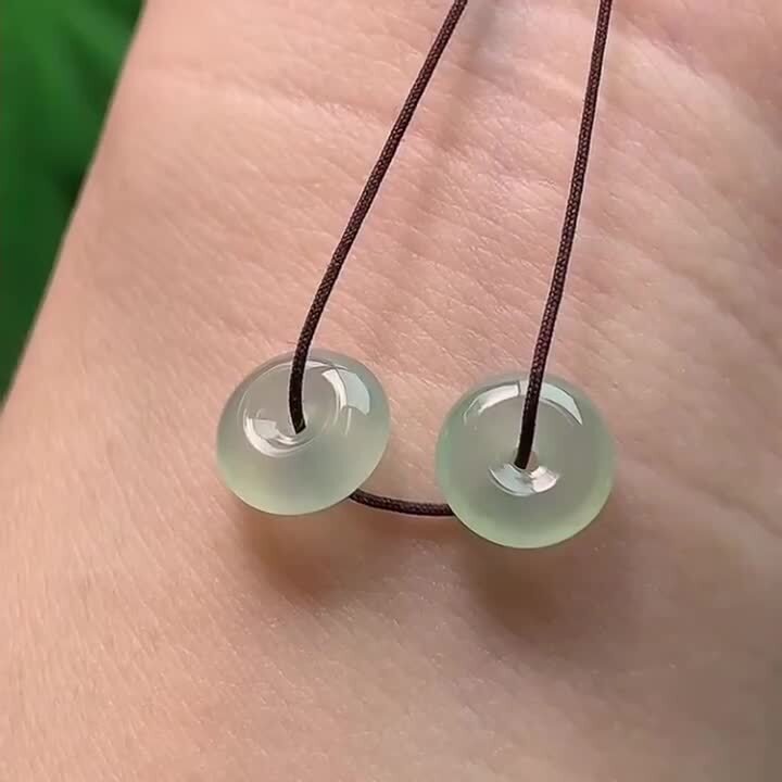 91342 翡翠冰種晴底平安扣一對