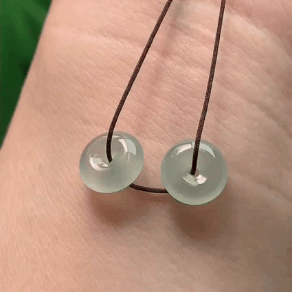 91342 翡翠冰種晴底平安扣一對