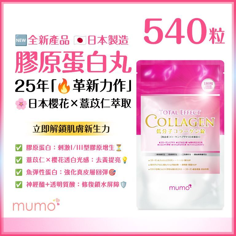 mumo【3袋特惠裝】⭐革新力作⭐極低分子全效美白嫩肌 膠原 蛋白丸