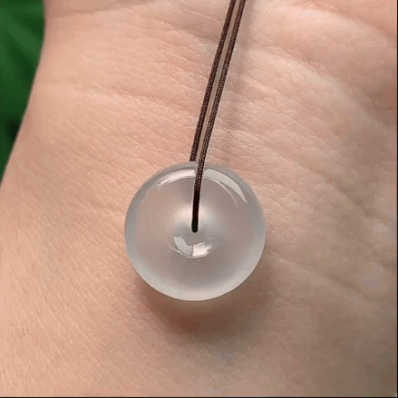 91347 翡翠高冰熒光平安扣 (14.1mm直徑)