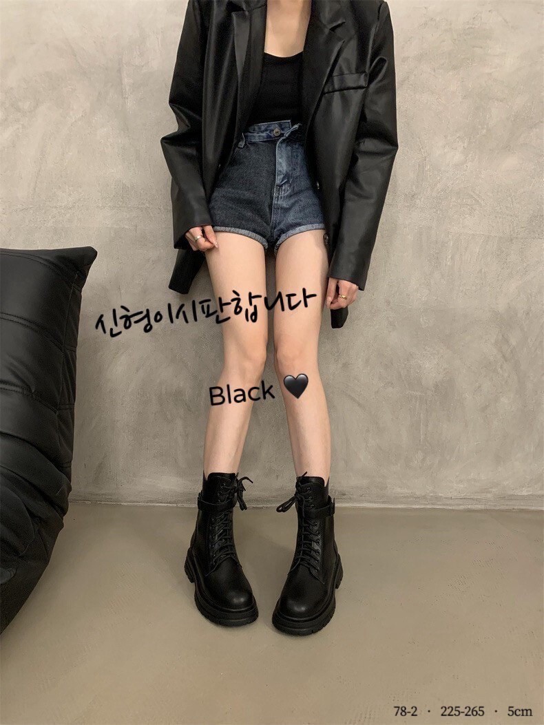 78-2 韓國甜酷皮帶扣綁帶中筒靴