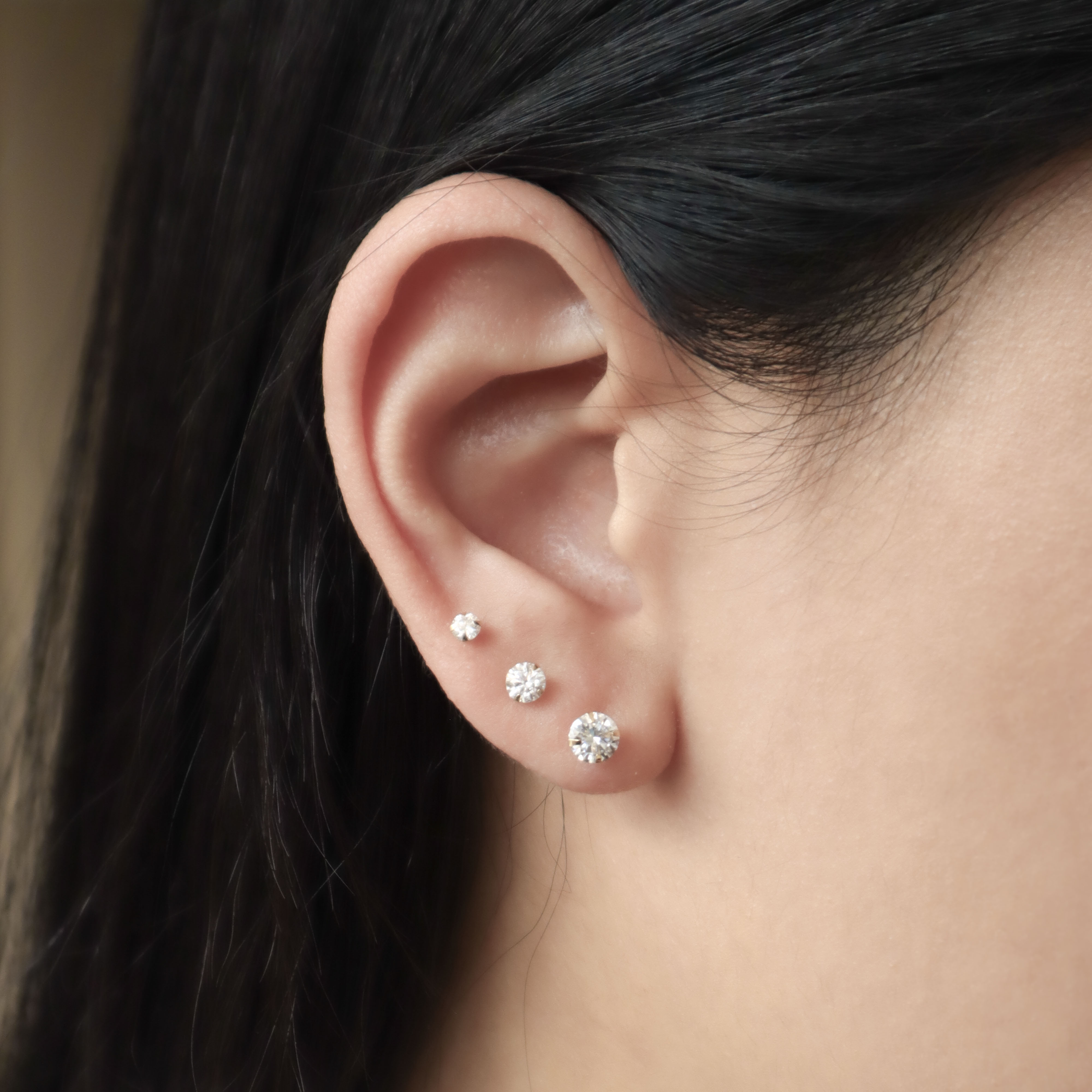 18K/單顆莫桑鑽耳環